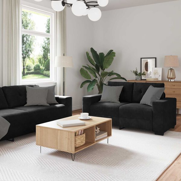 vidaXL Ensemble de Canap&eacute;s 3 pcs Noir Velours