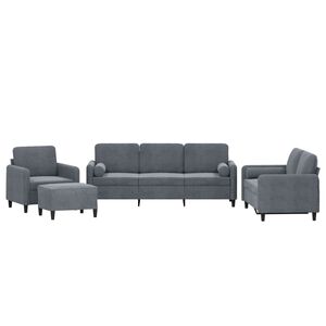 vidaXL Ensemble de canap&eacute;s 4 pcs avec coussins gris fonc&eacute; velours