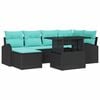 vidaXL Ensemble de canap&eacute; de jardin 7 pcs Noir Poly rotin