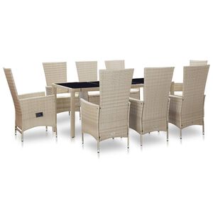 vidaXL Ensemble &agrave; manger d'ext&eacute;rieur et coussins 9 pcs r&eacute;sine tress&eacute;e