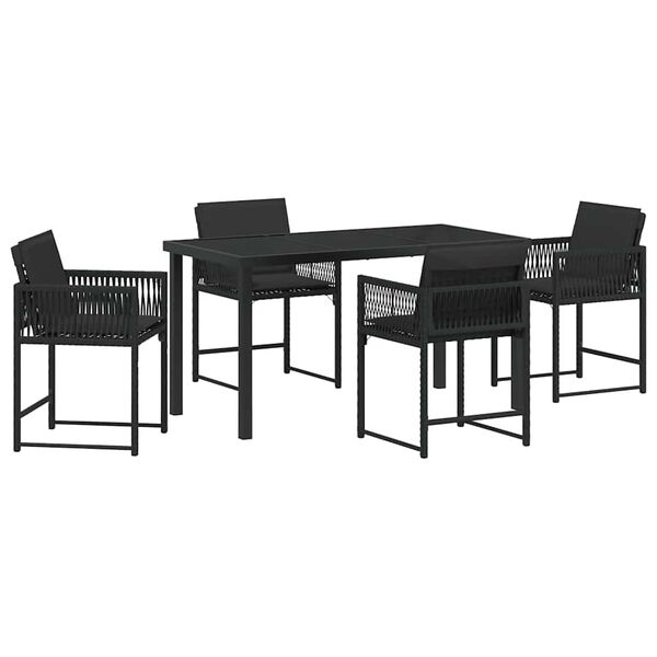 vidaXL Ensemble de salle à manger pour jardin 5 pcs Noir polyrotin