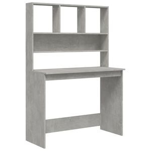 vidaXL Bureau avec &eacute;tag&egrave;res Gris b&eacute;ton 102x45x148 cm Bois d'ing&eacute;nierie