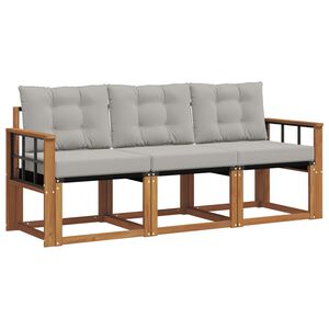 vidaXL Ensemble de canap&eacute;s d'ext&eacute;rieur 3 pc Gris Naturel et Clair