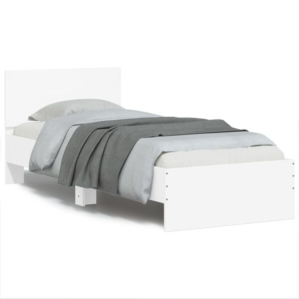 vidaXL Cadre de lit sans matelas avec lumi&egrave;res LED blanc 90x200 cm