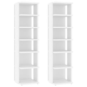 vidaXL Armoires &agrave; chaussures 2 pcs Blanc 27,5x27x102cm bois ing&eacute;nierie