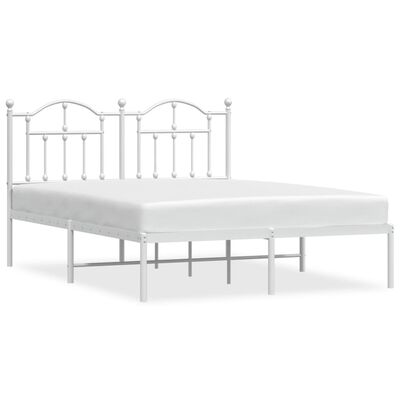 vidaXL Cadre de lit métal sans matelas et tête de lit blanc 140x190 cm