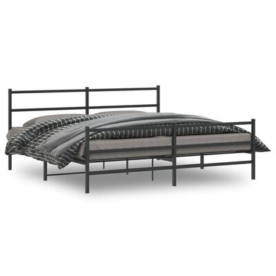 vidaXL Cadre de lit métal sans matelas avec pied de lit noir 200x200cm