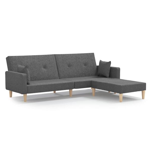 vidaXL Canap&eacute;-lit &agrave; 2 places avec repose-pied Gris clair Tissu
