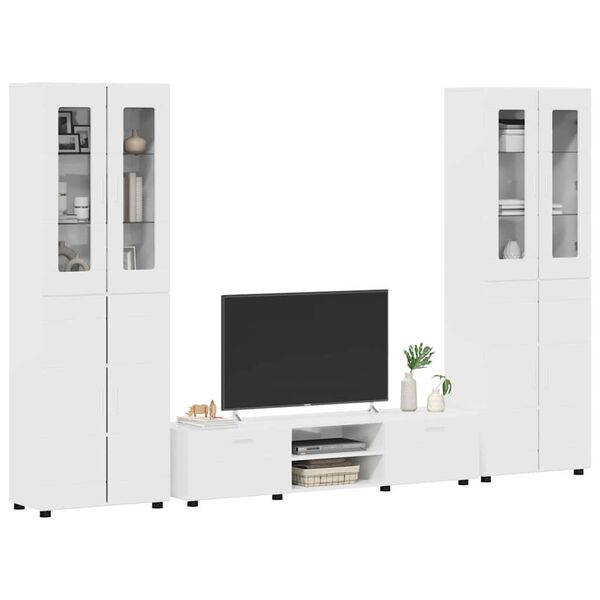 vidaXL Ensemble meuble TV FLORIN Blanc brillant Bois d'ing&eacute;nierie