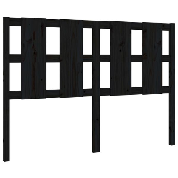 vidaXL T&ecirc;te de lit Noir 140,5x4x100 cm Bois massif de pin