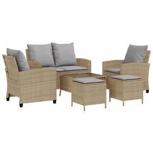 vidaXL Ensemble de canap&eacute; de jardin 6 pcs avec coussins beige r&eacute;sine tress&eacute;e