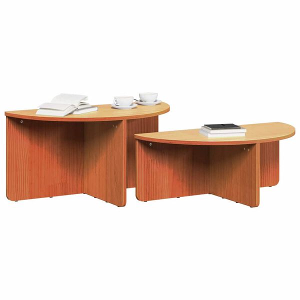 vidaXL Table basse 2 pcs Brun cire Bois massif en pin