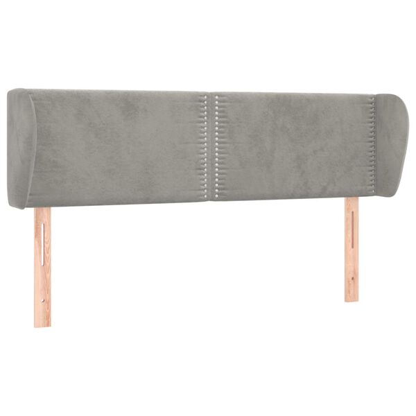 vidaXL T&ecirc;te de lit avec oreilles Gris clair 147x23x78/88 cm Velours