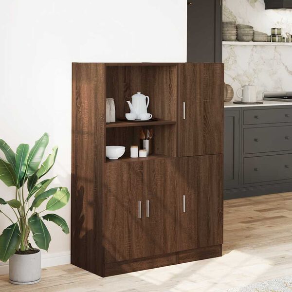 vidaXL Ensemble d'armoires de cuisine 2 pcs ch&ecirc;ne marron