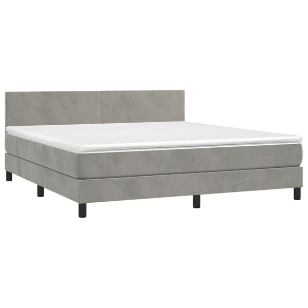 vidaXL Sommier &agrave; lattes de lit avec matelas LED Gris clair 160x200 cm