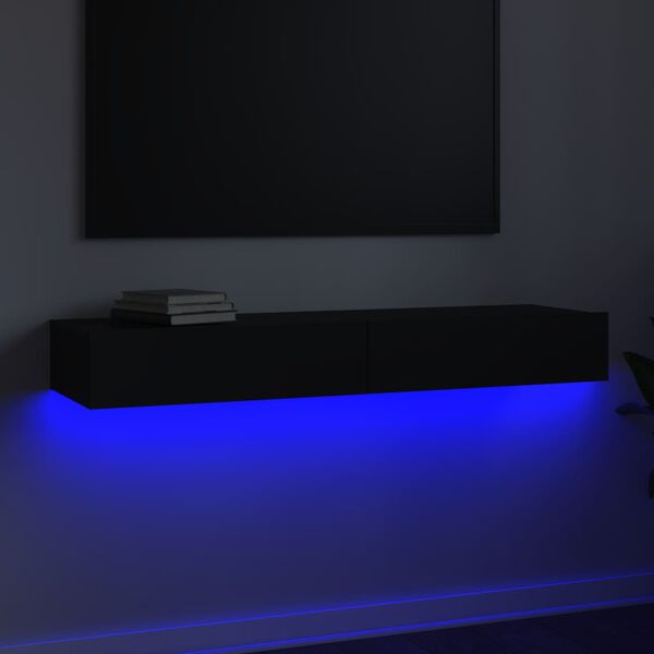 vidaXL Meuble TV avec lumi&egrave;res LED Noir 120x35x15,5 cm
