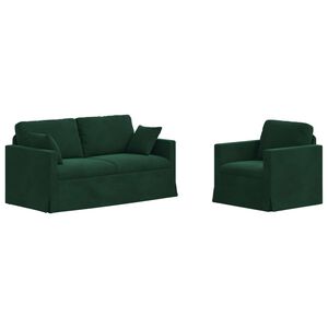 vidaXL Ensemble de Canap&eacute;s 2 pcs Vert fonc&eacute; 158 x 78 x 80 cm Velours
