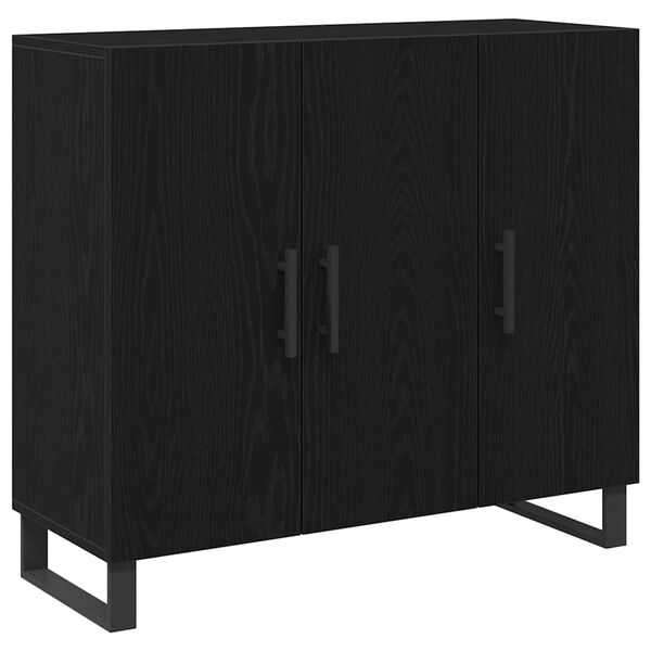 vidaXL Buffet Chêne noir 90 x 34 x 80 cm Bois d'ingénierie
