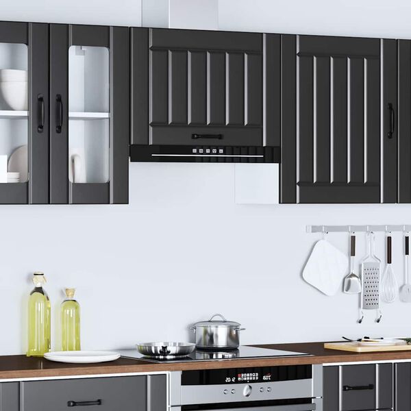 vidaXL Armoire murale de cuisine Lucca noir bois d'ing&eacute;nierie
