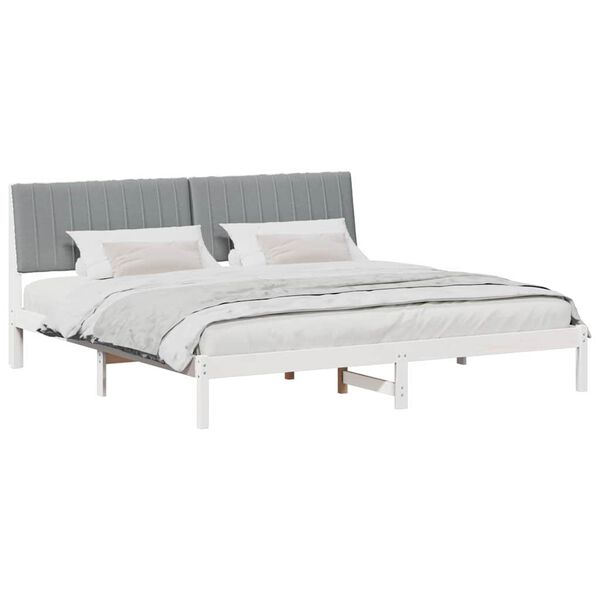 vidaXL Cadre de lit avec t&ecirc;te de lit Blanc 200 x 200 cm Pin massif