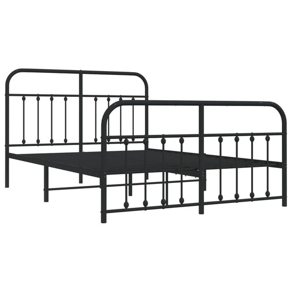 vidaXL Cadre de lit métal sans matelas avec pied de lit noir 140x200cm
