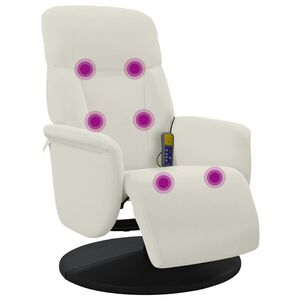 vidaXL Fauteuil inclinable de massage avec repose-pieds cr&egrave;me velours