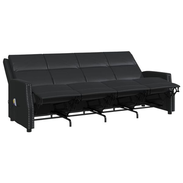 vidaXL Fauteuil de massage inclinable 4 places noir similicuir
