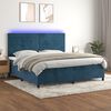 vidaXL Sommier &agrave; lattes de lit avec matelas LED Bleu fonc&eacute; 200x200 cm