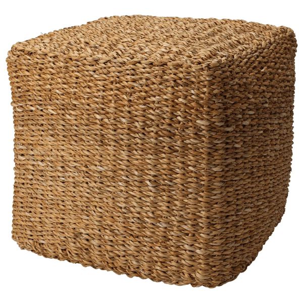 Home&Styling Pouf carr&eacute; naturel 40x40x38 cm herbe de mer
