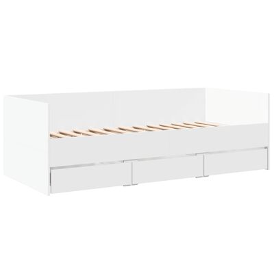 vidaXL Lit de jour avec tiroirs blanc 90x200 cm bois d'ingénierie