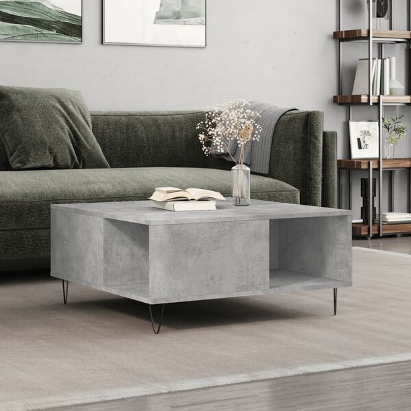 vidaXL Table basse gris b&eacute;ton 80x80x36,5 cm bois d'ing&eacute;nierie