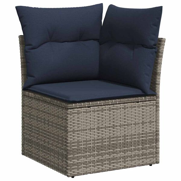 vidaXL Salon de jardin 8 pcs avec coussins gris résine tressée