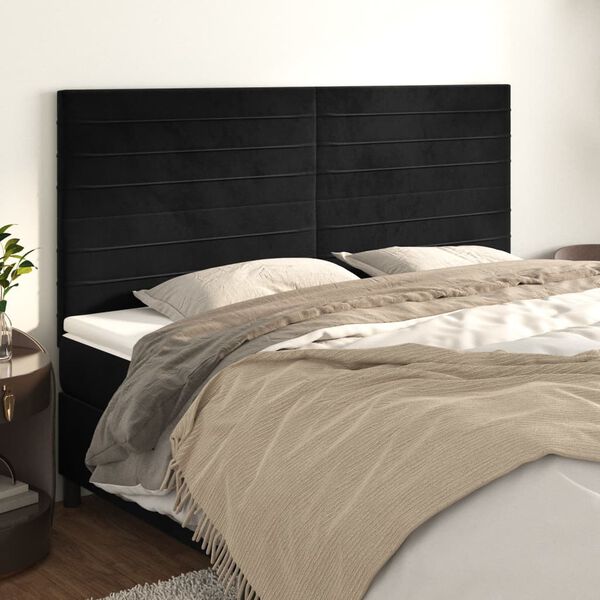 vidaXL T&ecirc;te de lit Noir 200x5x118/128 cm Velours