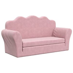 vidaXL Canap&eacute;-lit pour enfants 2 places rose peluche douce