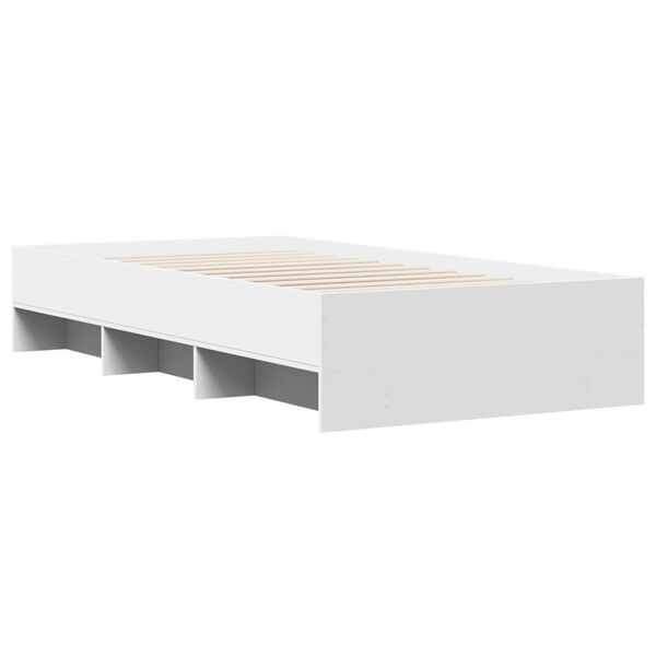 vidaXL Cadre de lit sans matelas blanc 75x190 cm bois d'ing&eacute;nierie
