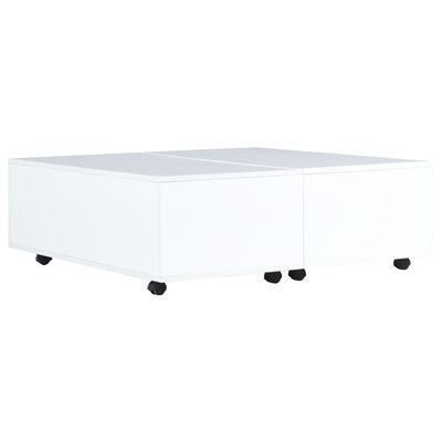 vidaXL Table basse Blanc brillant 100 x 100 x 35 cm