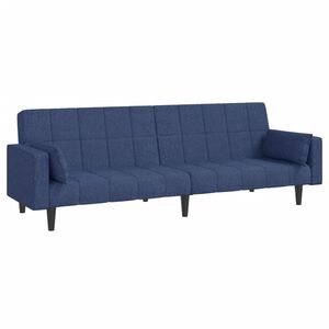 vidaXL Canap&eacute;-lit &agrave; 2 places avec deux oreillers bleu tissu