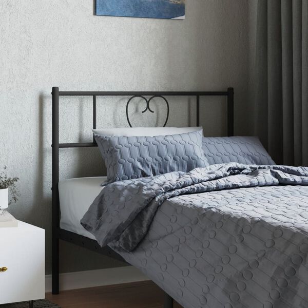vidaXL T&ecirc;te de lit m&eacute;tal noir 80 cm