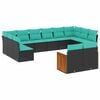 vidaXL Salon de jardin avec coussins 12 pcs noir r&eacute;sine tress&eacute;e