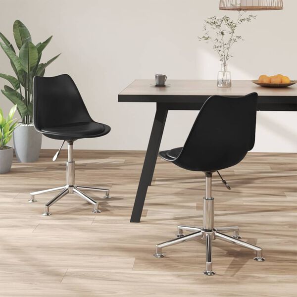 vidaXL Chaises &agrave; manger pivotantes lot de 2 noir similicuir
