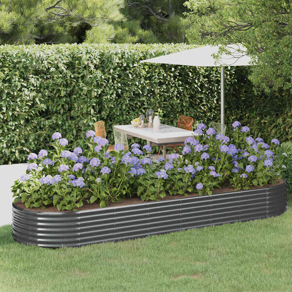 vidaXL Lit sur&eacute;lev&eacute; de jardin Acier galvanis&eacute; Anthracite