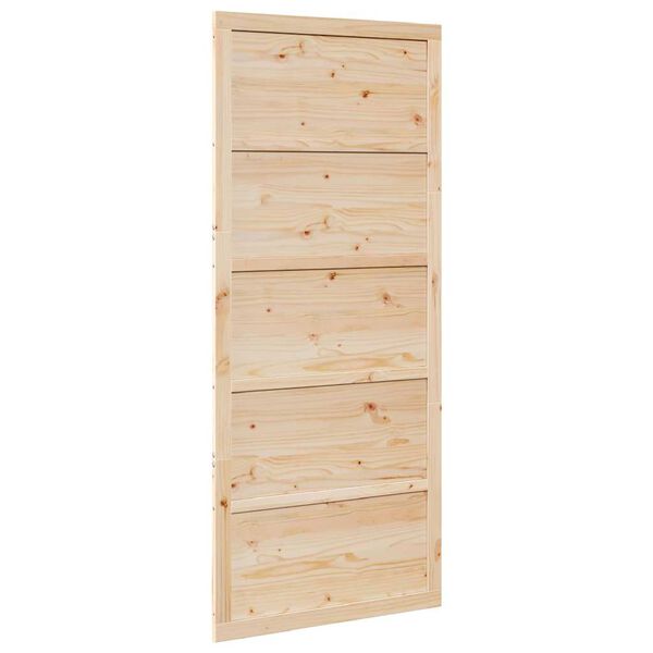 vidaXL Porte de Grange Naturel 90 x 208 cm Bois de pin massif