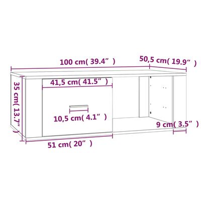 vidaXL Table basse Chêne marron 100x50,5x35 cm Bois d'ingénierie