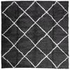 vidaXL Tapis shaggy &agrave; poils longs moderne noir et cr&egrave;me 120x120 cm