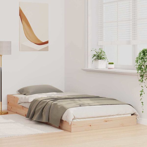 vidaXL Cadre de lit Marron 90 x 220 cm Pin massif
