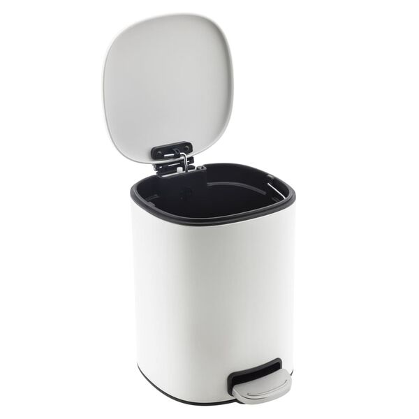 HI Poubelle &agrave; p&eacute;dale m&eacute;tal 5 L blanc