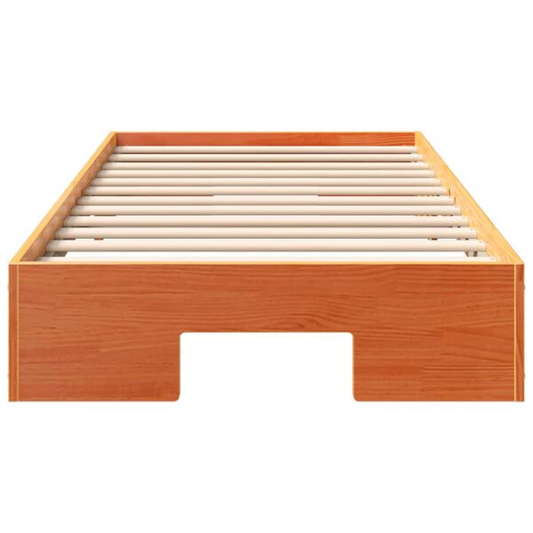 vidaXL Cadre de lit sur&eacute;lev&eacute; Marron 90 x 200 cm Bois massif en pin