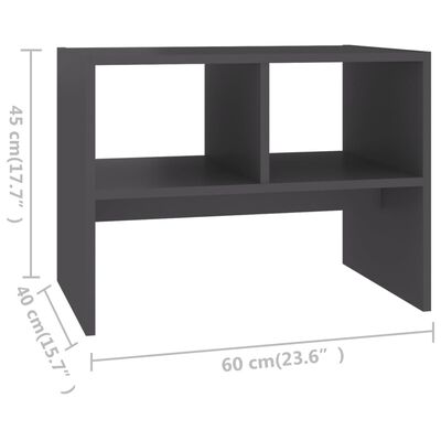 vidaXL Table d'appoint Gris 60x40x45 cm Aggloméré
