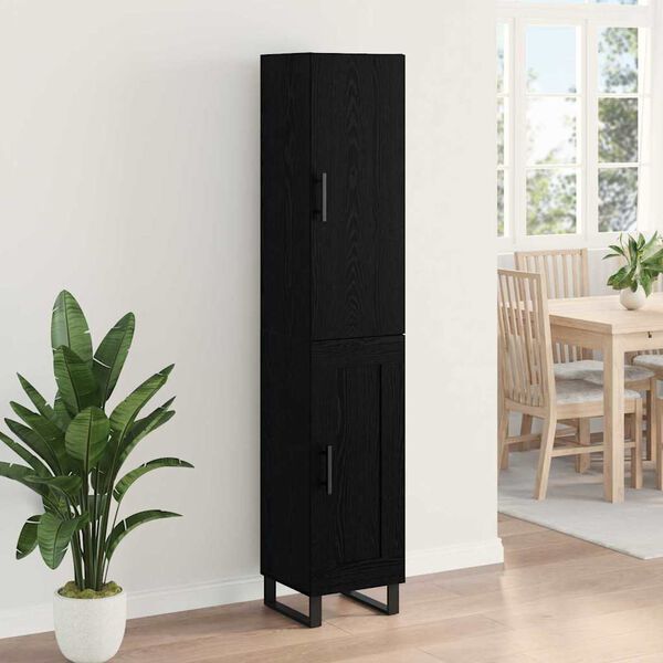 vidaXL Haut Armoire Ch&ecirc;ne noir 34,5 x 34 x 180 cm Bois d'ing&eacute;nierie
