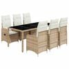 vidaXL Ensemble de bistro de jardin 7 pcs coussins beige poly rotin